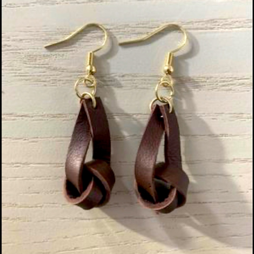 Handmade Real Leather Knot Earrings